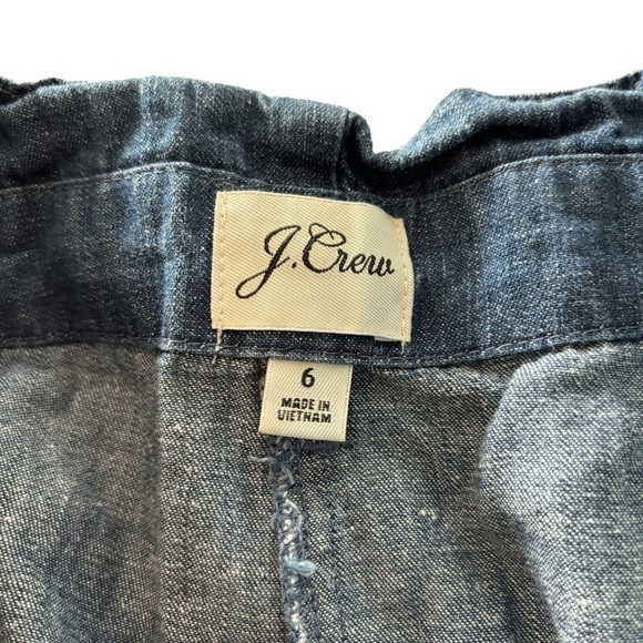 J. Crew Re-imagined Paper Bag Pants in Chambray Sz 6 Hemp Cotton Blend Cropped - Picture 8 of 16